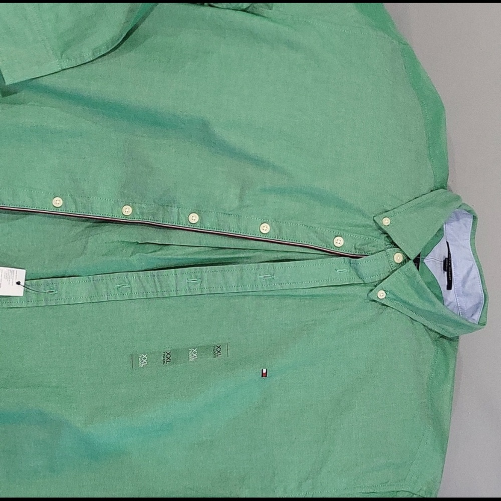 Green long sleeve Tommy Hilfiger button up shirt. New with tags.